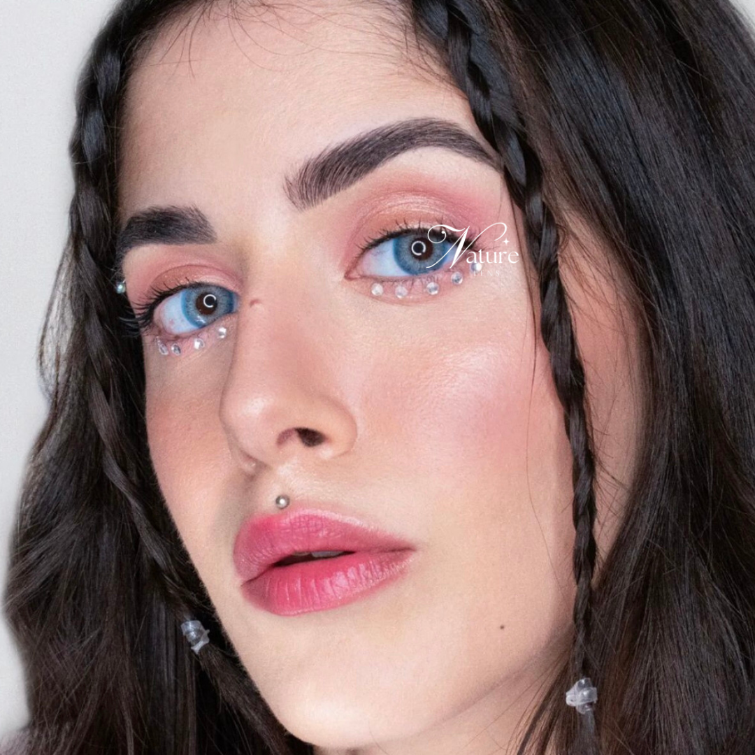 Lente de contato anual Cat Blue com grau para miopia (caixa c/ 2 peças)