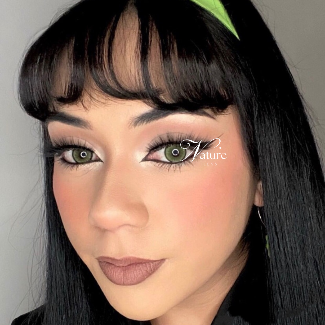 Lente de contato Anual Mirage Green com grau para miopia (caixa c/ 2 peças)