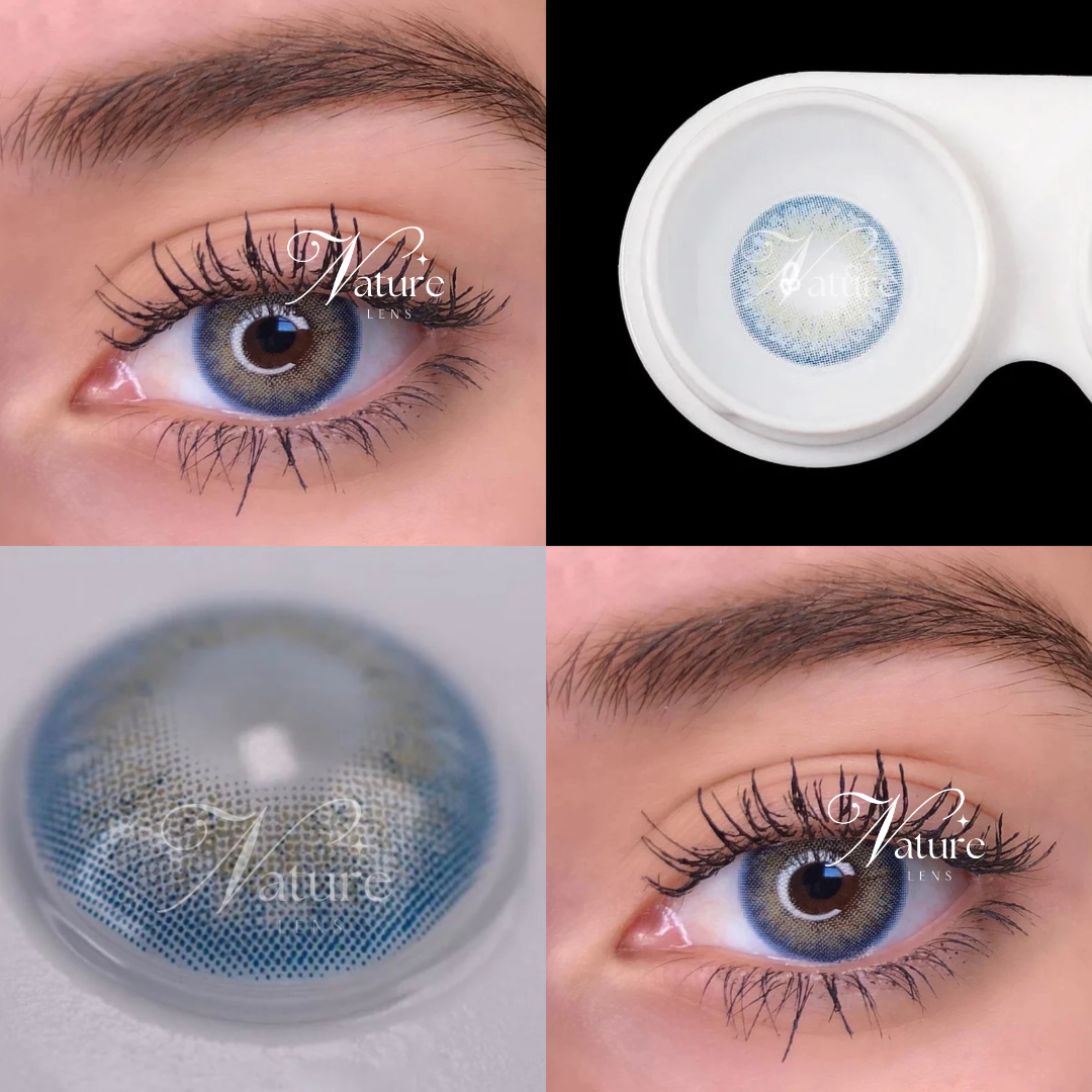 Lente de contato anual Cat Blue com grau para miopia (caixa c/ 2 peças)