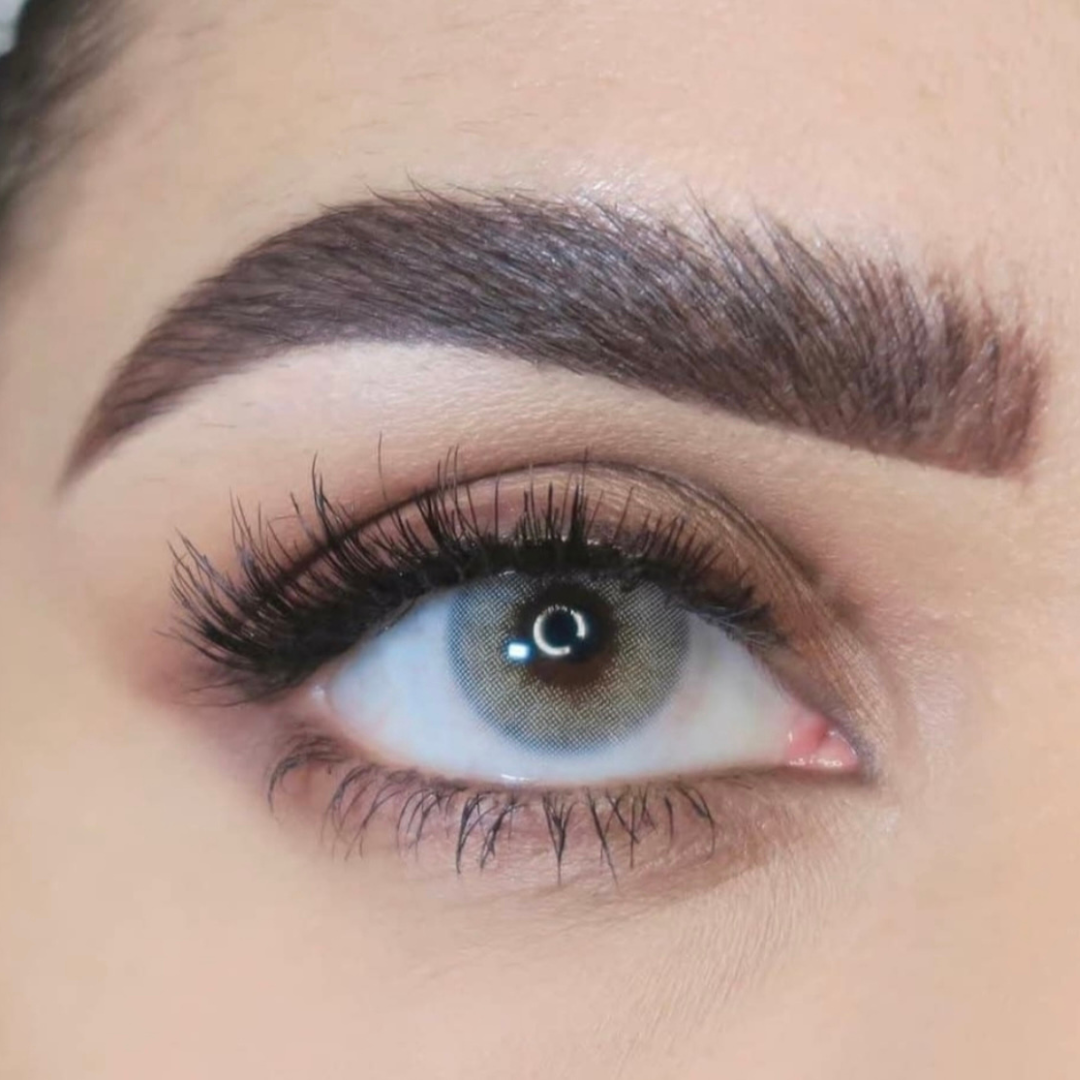 Lente de contato anual com grau para miopia Aurora Yellow Gray (caixa c/ 2 peças)