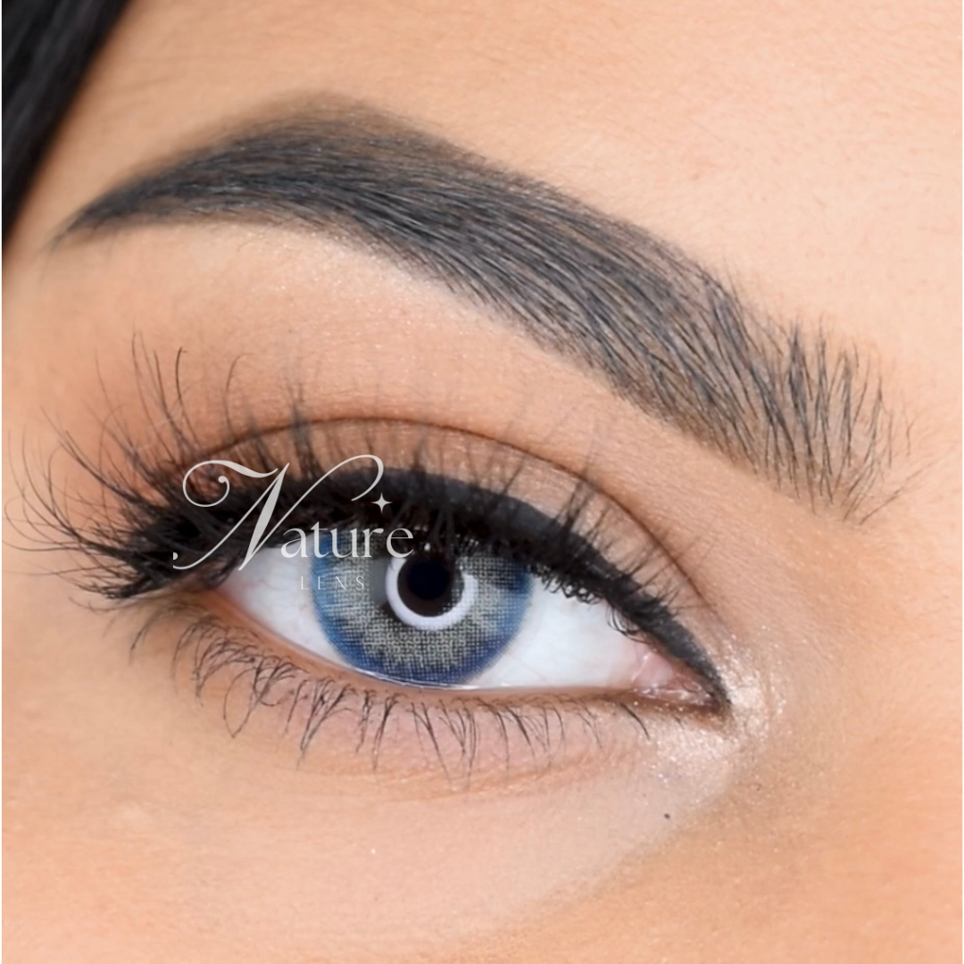 Lente de contato anual Cat Blue com grau para miopia (caixa c/ 2 peças)