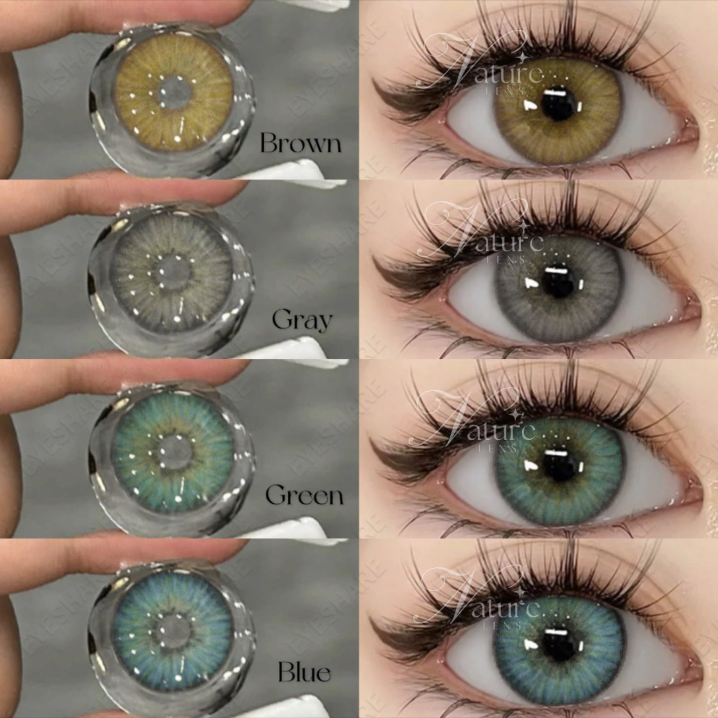 Lente de contato anual pupila pequena Malibu Estonya Colors com grau para miopia (caixa c/ 2 peças)