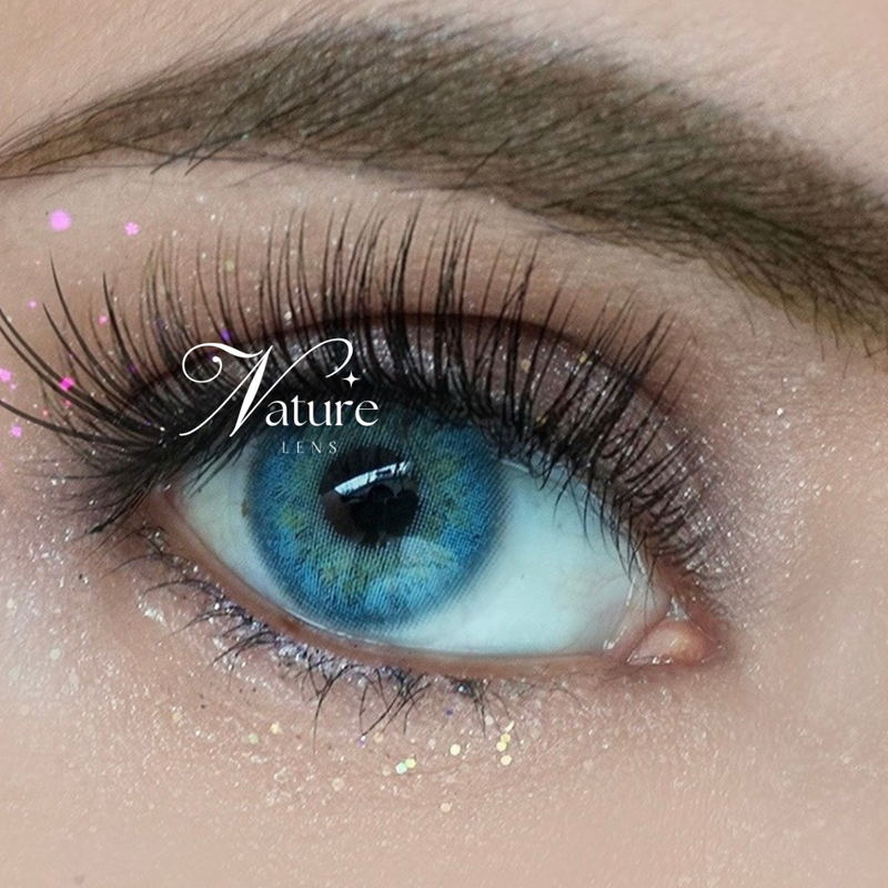 Lente de contato anual Azul Russo com grau para miopia (caixa c/ 2 peças)