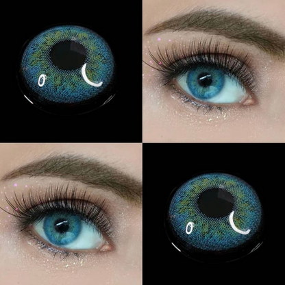 Lente de contato anual Azul Russo com grau para miopia (caixa c/ 2 peças)