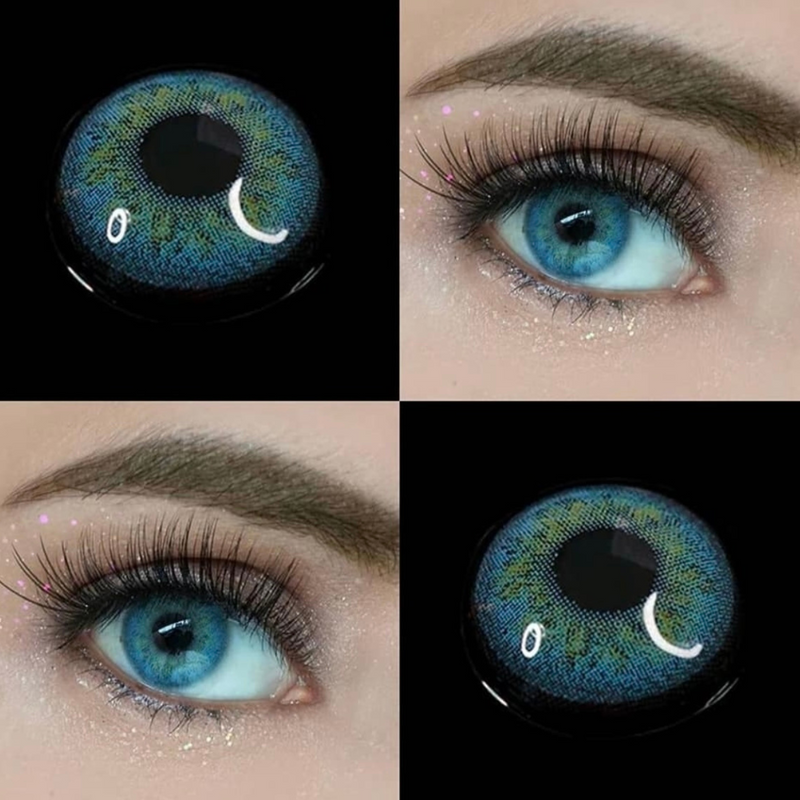 Lente de contato anual Azul Russo com grau para miopia (caixa c/ 2 peças)