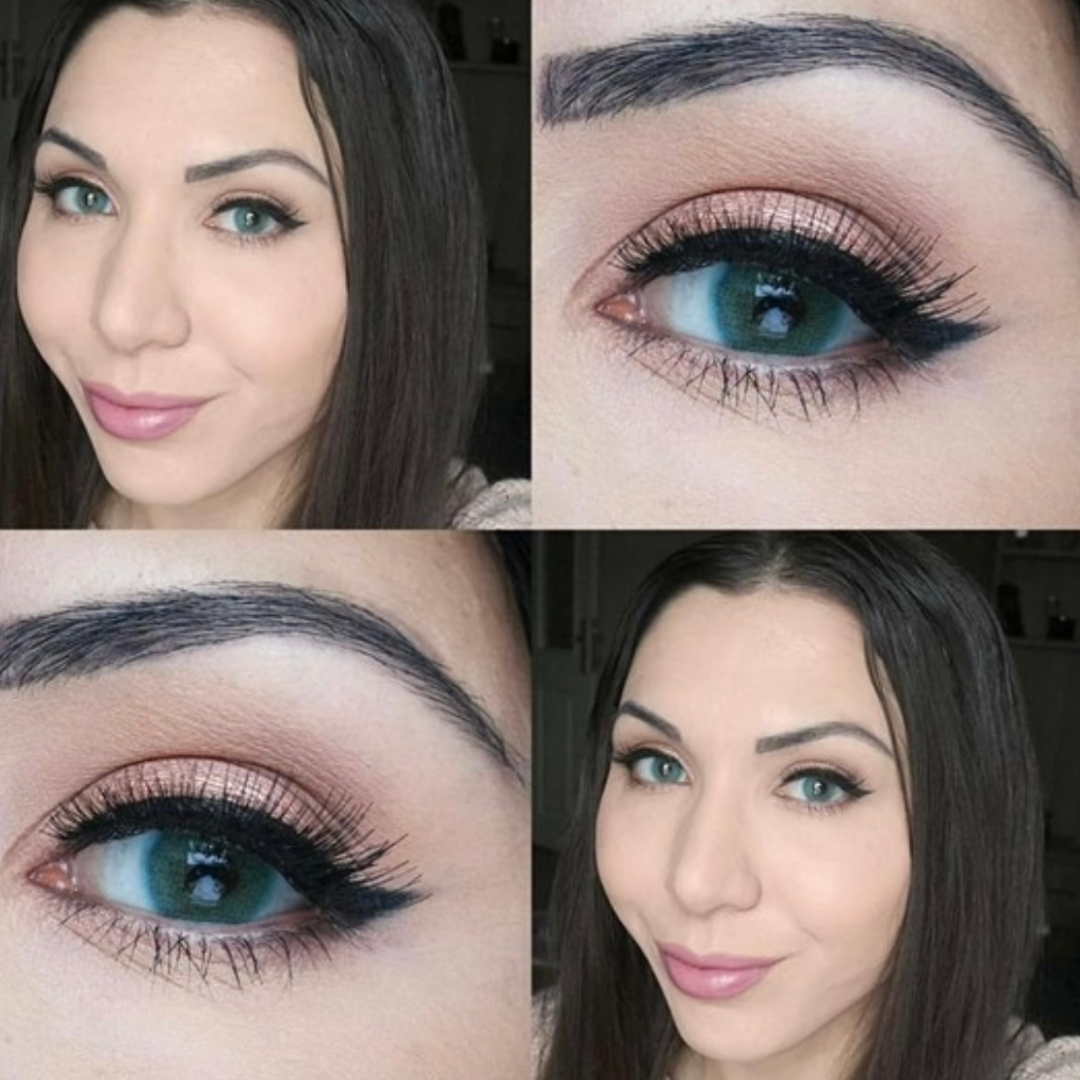 Lente de contato anual Aurora Blue com grau para miopia (caixa c/ 2 peças)