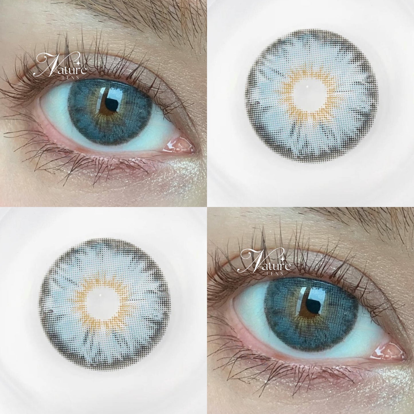 Lente de contato anual pupila reduzida Siri Blue (caixa c/ 2 peças)