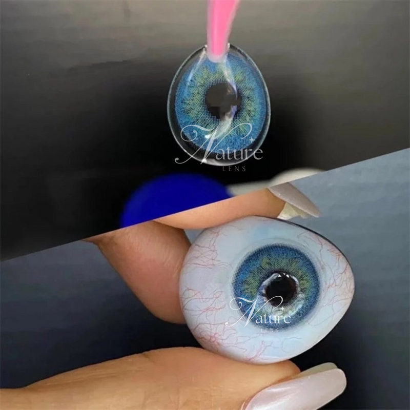 Lente de contato anual Azul Russo com grau para miopia (caixa c/ 2 peças)