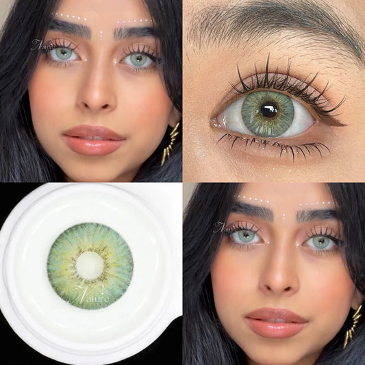 Lente de contato anual pupila pequena Malibu Estonya Green (caixa c/ 2 peças)