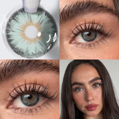 Lente de contato anual pupila reduzida Siri Green (caixa c/ 2 peças)