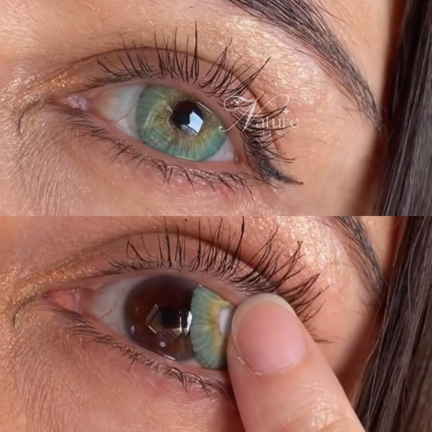 Lente de contato anual pupila pequena Malibu Estonya Green (caixa c/ 2 peças)