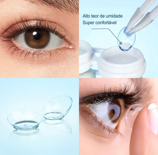 Lente de contato anual Incolor com grau para miopia (caixa c/ 2 peças)