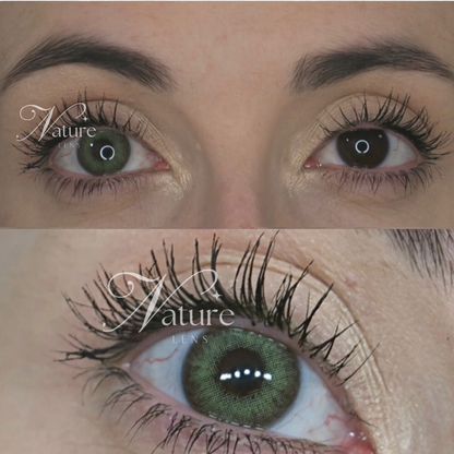 Lente de contato anual Cat Green com grau para miopia (caixa c/ peças)