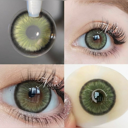Lente de contato Anual Mirage Green com grau para miopia (caixa c/ 2 peças)